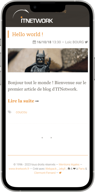 capture d'écran de notre premier blog
